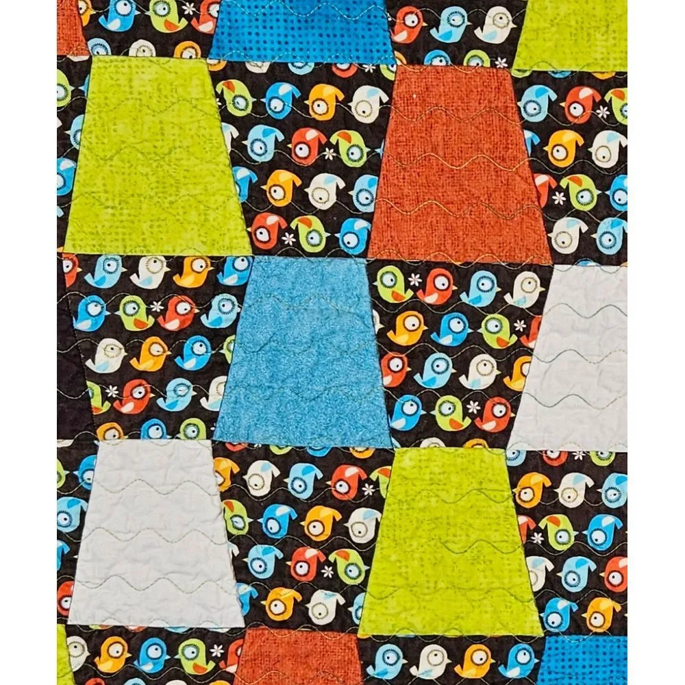 Owl handmade baby quilt colorful forest nursery blanket‎